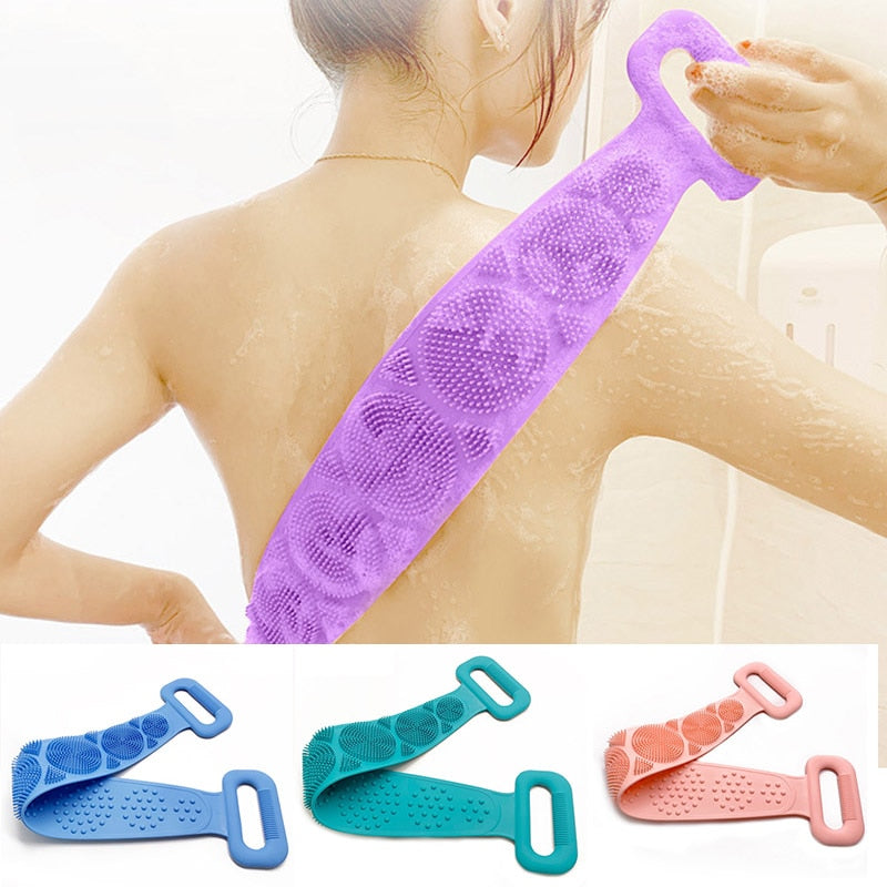 Hot Body Wash Silicone Body Scrubber Belt – Double-Sided Exfoliating Shower Belt for Smooth Skin