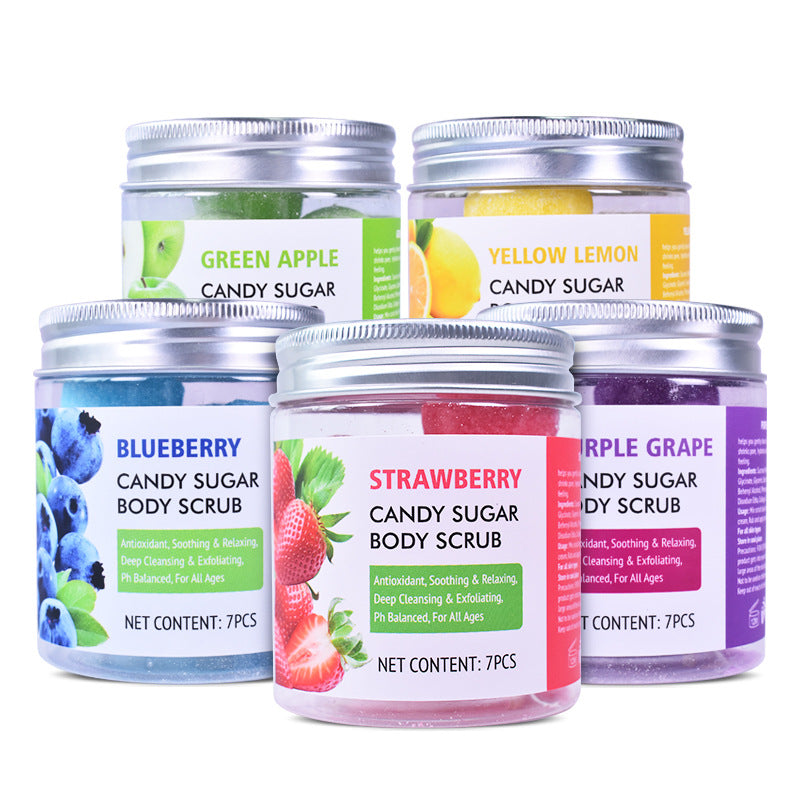 Brushed Candy Scrub Cream – Fruit Scented Bath Salt Body Exfoliating Scrub Ball